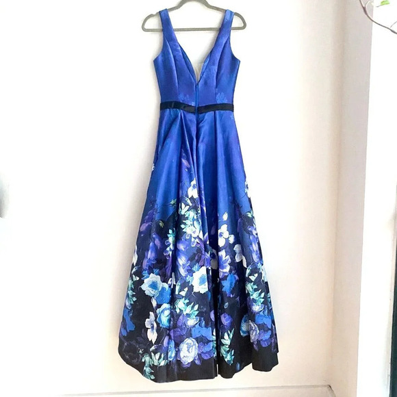 LAra Design Floral Satin Fit and Flare Wedding Guest Mother Bride Prom Gown 2 - Picture 8 of 8